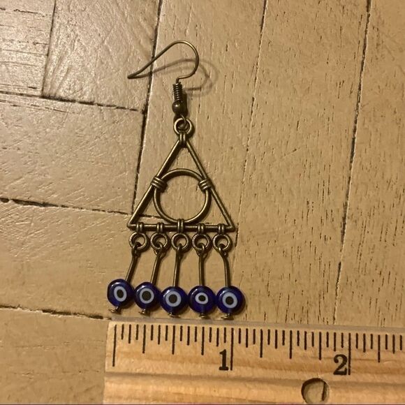 Evil Eye Drop Earrings HP Deathly Hallows Bronze - Picture 5 of 6